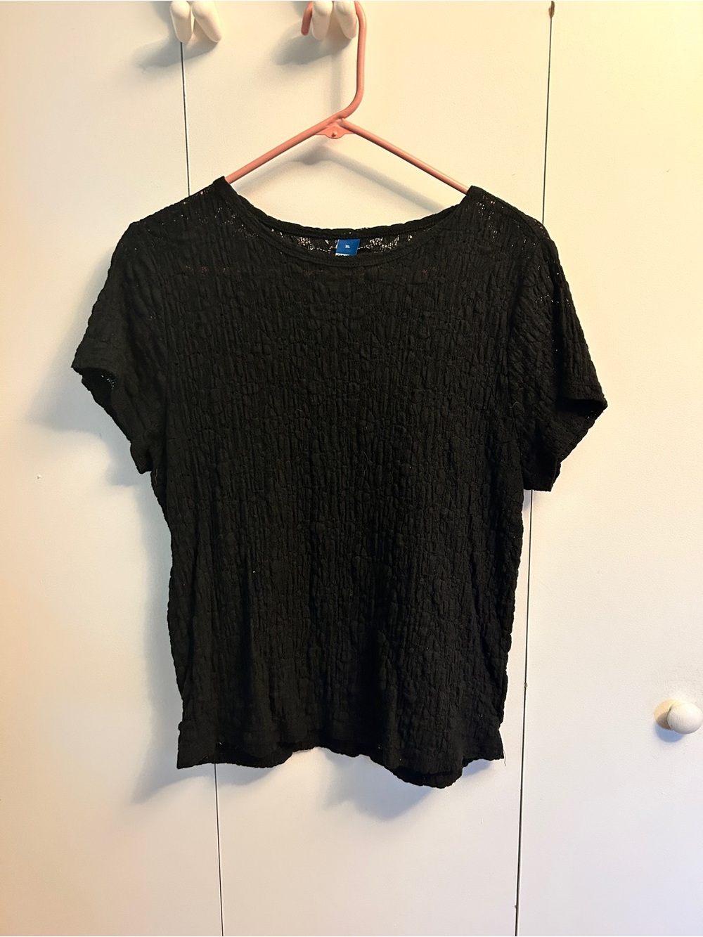Old navy Black Textured Lace Short Sleeve Women's Top